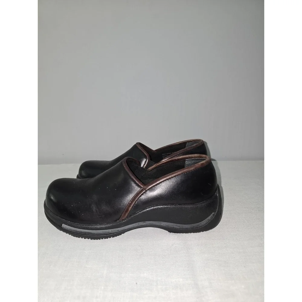 Dansko Womens Black Leather Slip On Closed Clog Shoes 37 US 6.5
